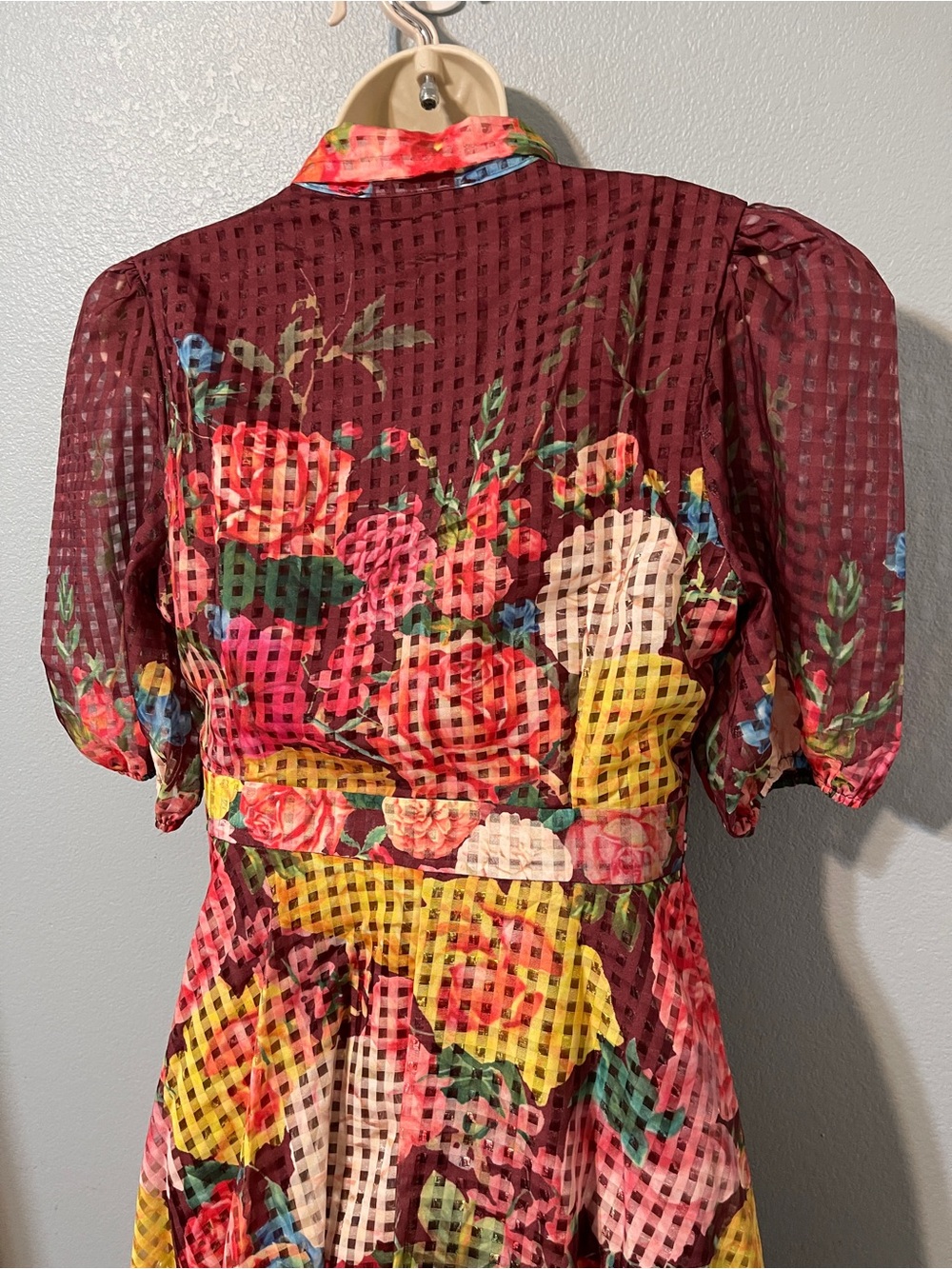 Dalia MacPhee Floral Tie-Neck Maxi Dress Balloon Sleeve Cottagecore NWT Medium - Picture 8 of 11